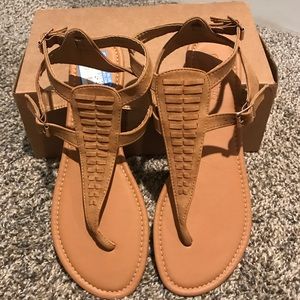 BNWT- Tan Faux Leather Sandals